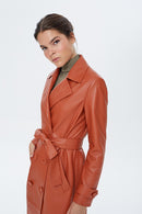 Beyonce Women's Brown Leather Coat | Derimod
