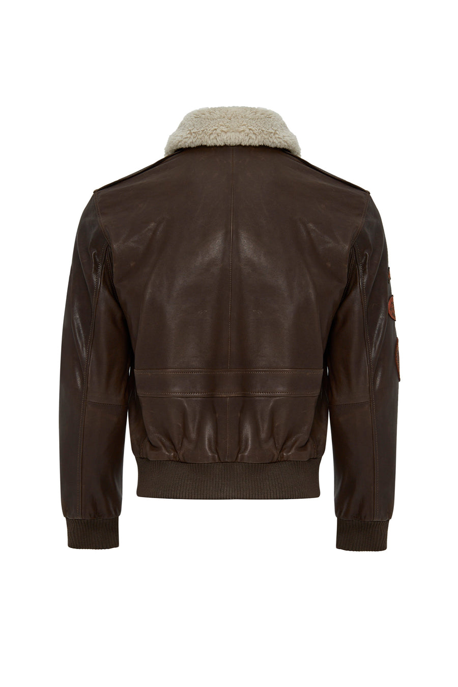 Top Gun Women's Brown Embroidered Leather Pilot Coat with Fur Collar