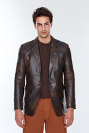 Eriksen Men's Brown Leather Jacket | Derimod