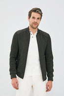 Andre Men's Green Special Stitched Nubuck Leather Coat | Derimod