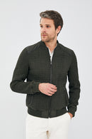 Andre Men's Green Special Stitched Nubuck Leather Coat | Derimod