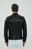 Lebron Men's Black Slim-Fit Leather Jacket | Derimod