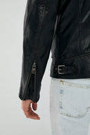 Lebron Men's Black Slim-Fit Leather Jacket | Derimod