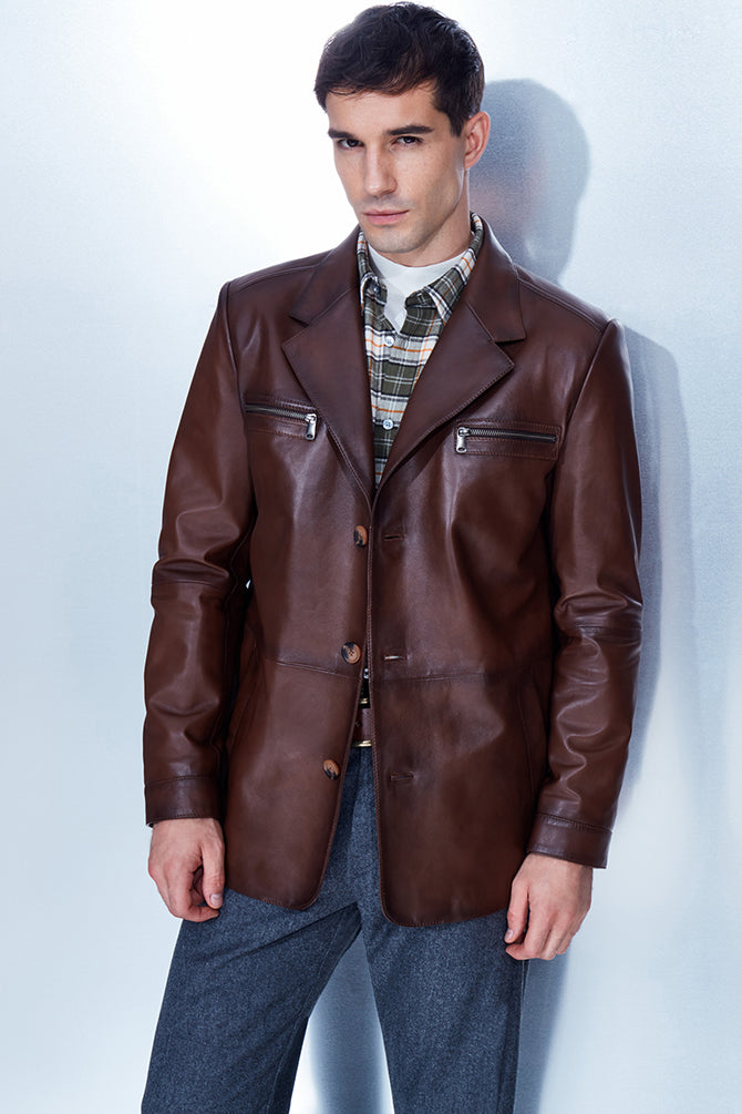 Frank Men's Cognac Leather Jacket