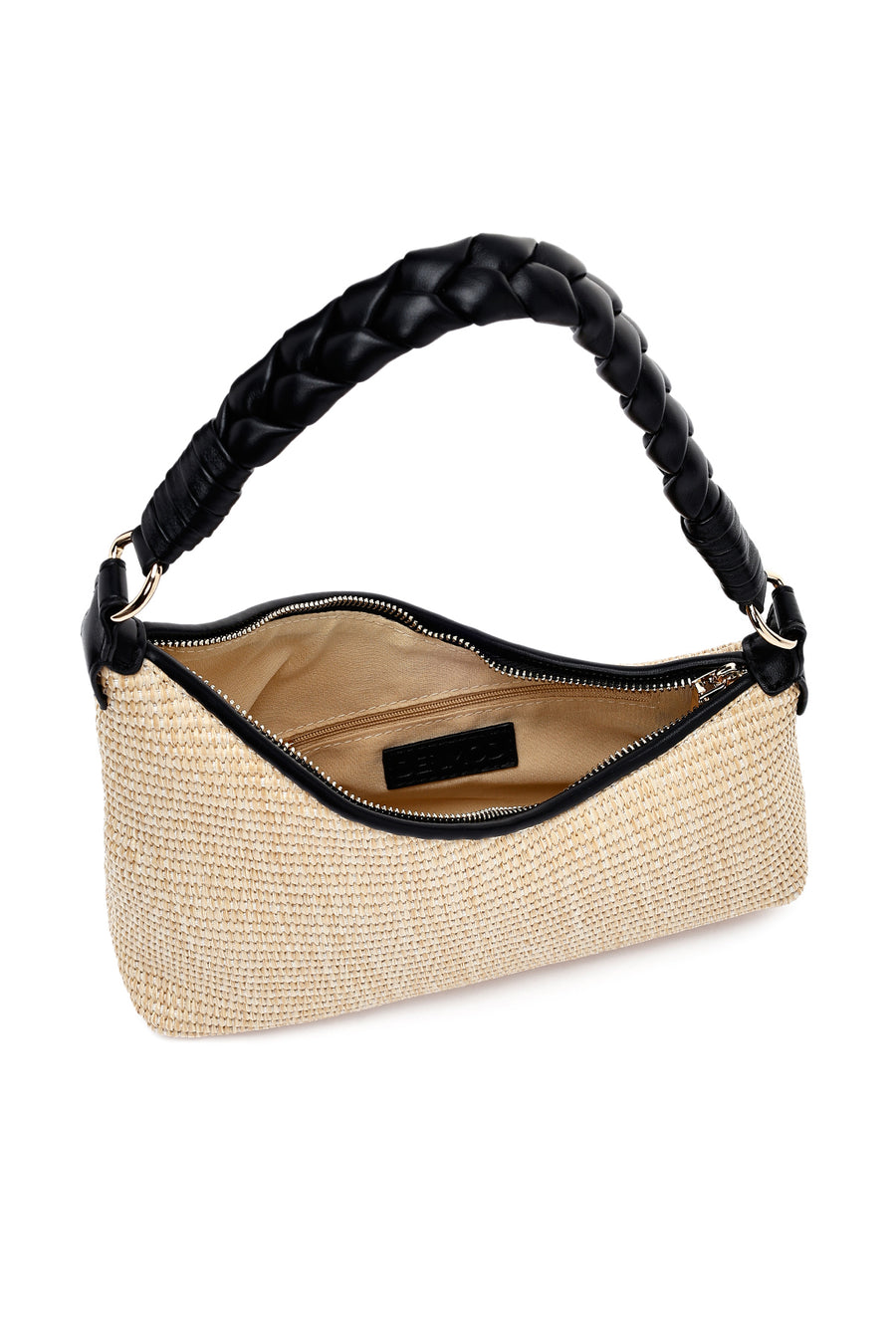 Woman Cream Charm-Embellished Straw Shoulder Bag