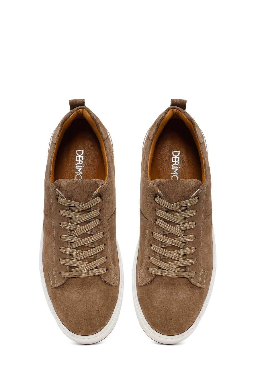 Erkek Bej Bağcıklı Süet Deri Sneaker