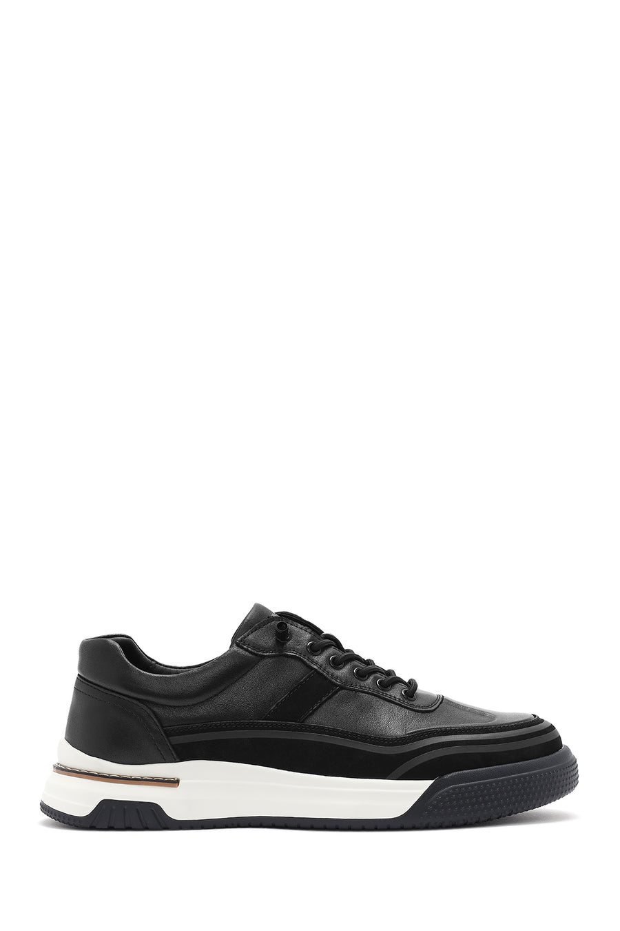 Erkek Siyah Bağcıklı Deri Sneaker 26SFD693518 | Derimod