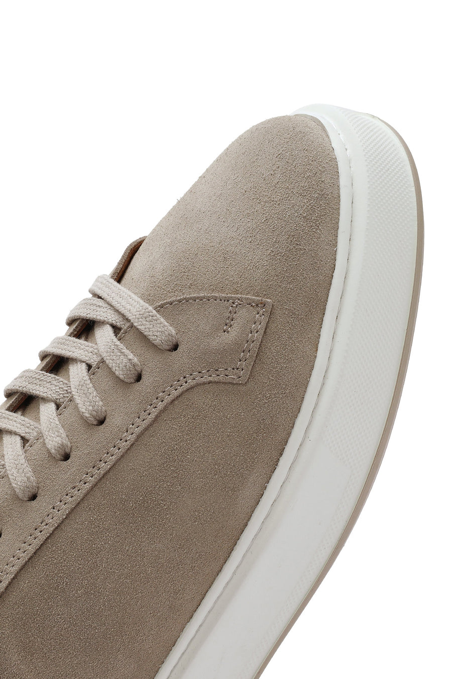 Erkek Bej Bağcıklı Kalın Tabanlı Süet Deri Sneaker