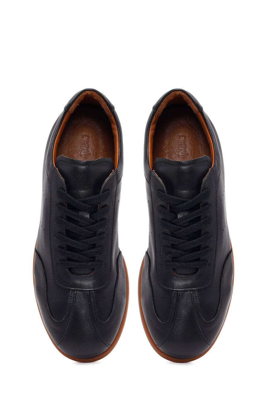 Erkek Siyah Bağcıklı Deri Sneaker