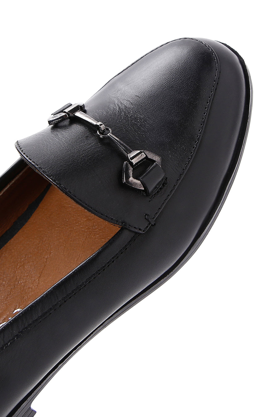 Women's Black Leather Masculine Loafer