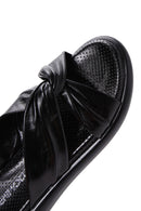 Women's Black Leather Comfort Slippers | Derimod