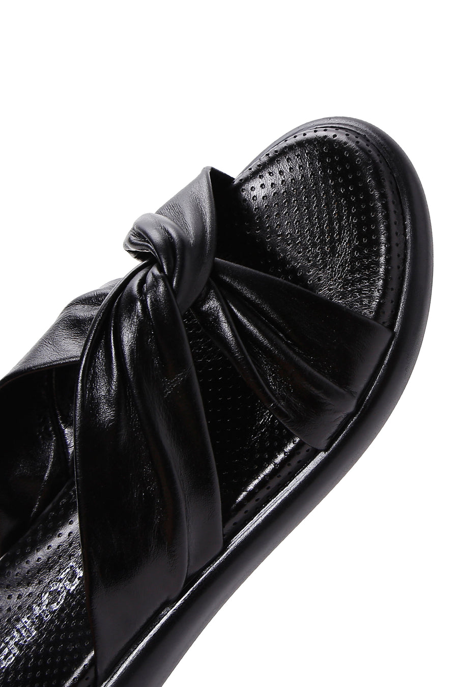 Women's Black Leather Comfort Slippers