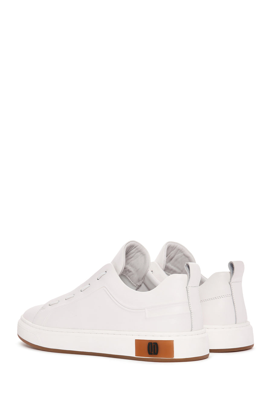 Erkek Beyaz Bağcıklı Deri Sneaker