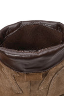 Woman Walnut Thick-Heeled Suede Cowboy Boots | Derimod