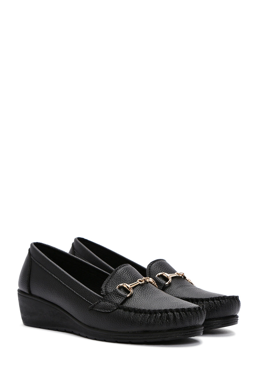 Women's Black Wedge Heel Loafer