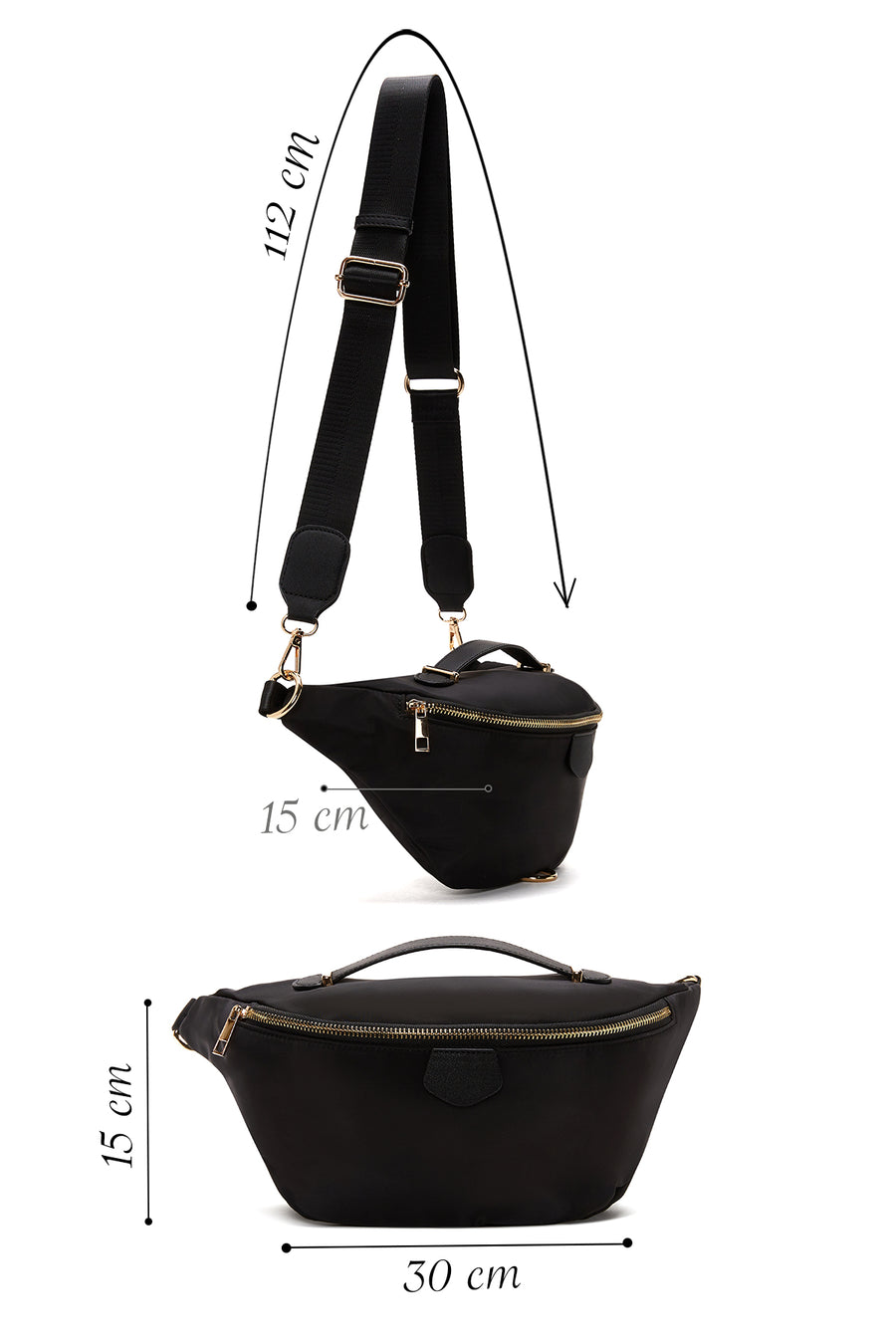 Women's Black Waist Bag
