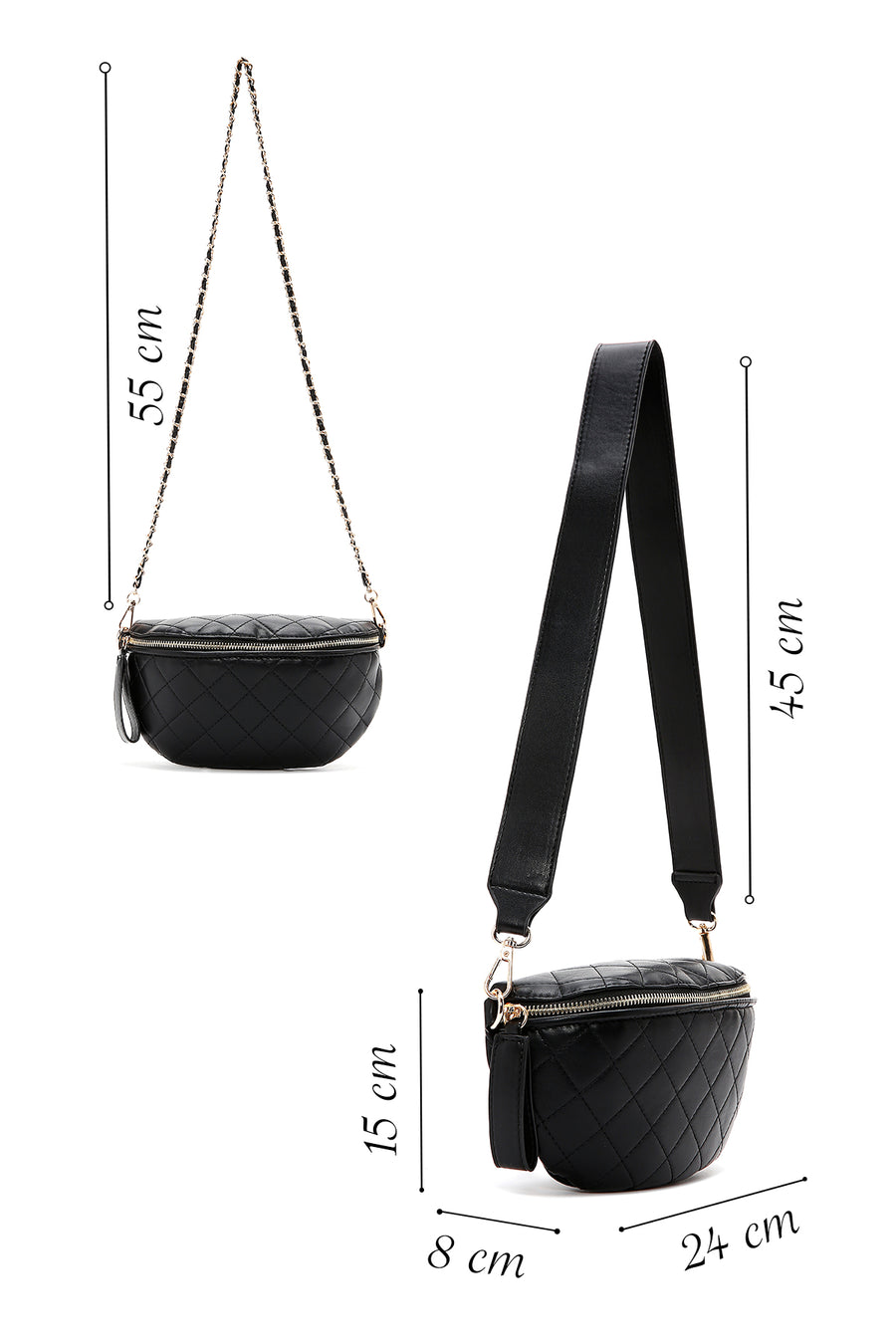 Women's Black Waist Bag