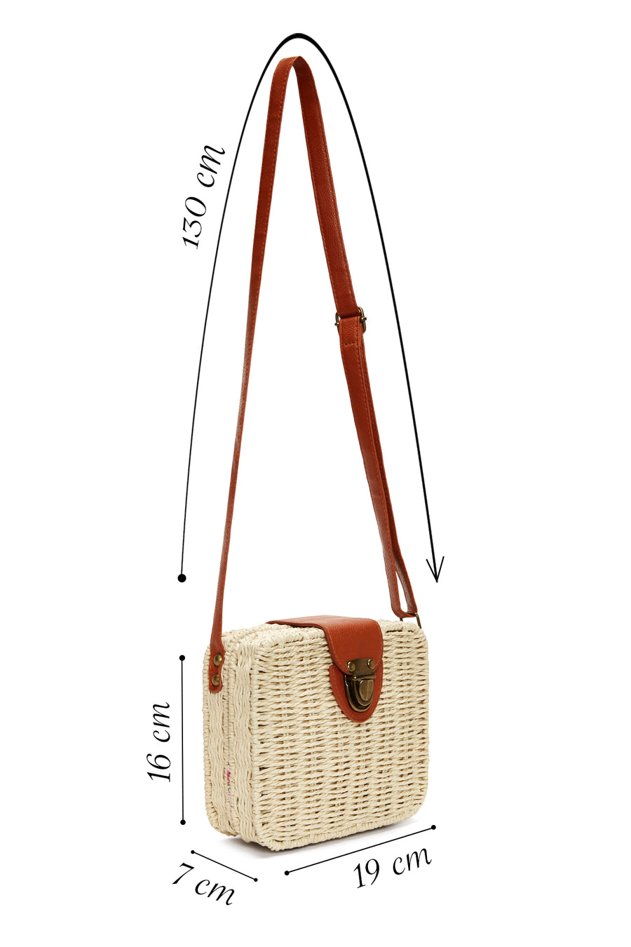 Women's Beige Straw Crossbody Bag
