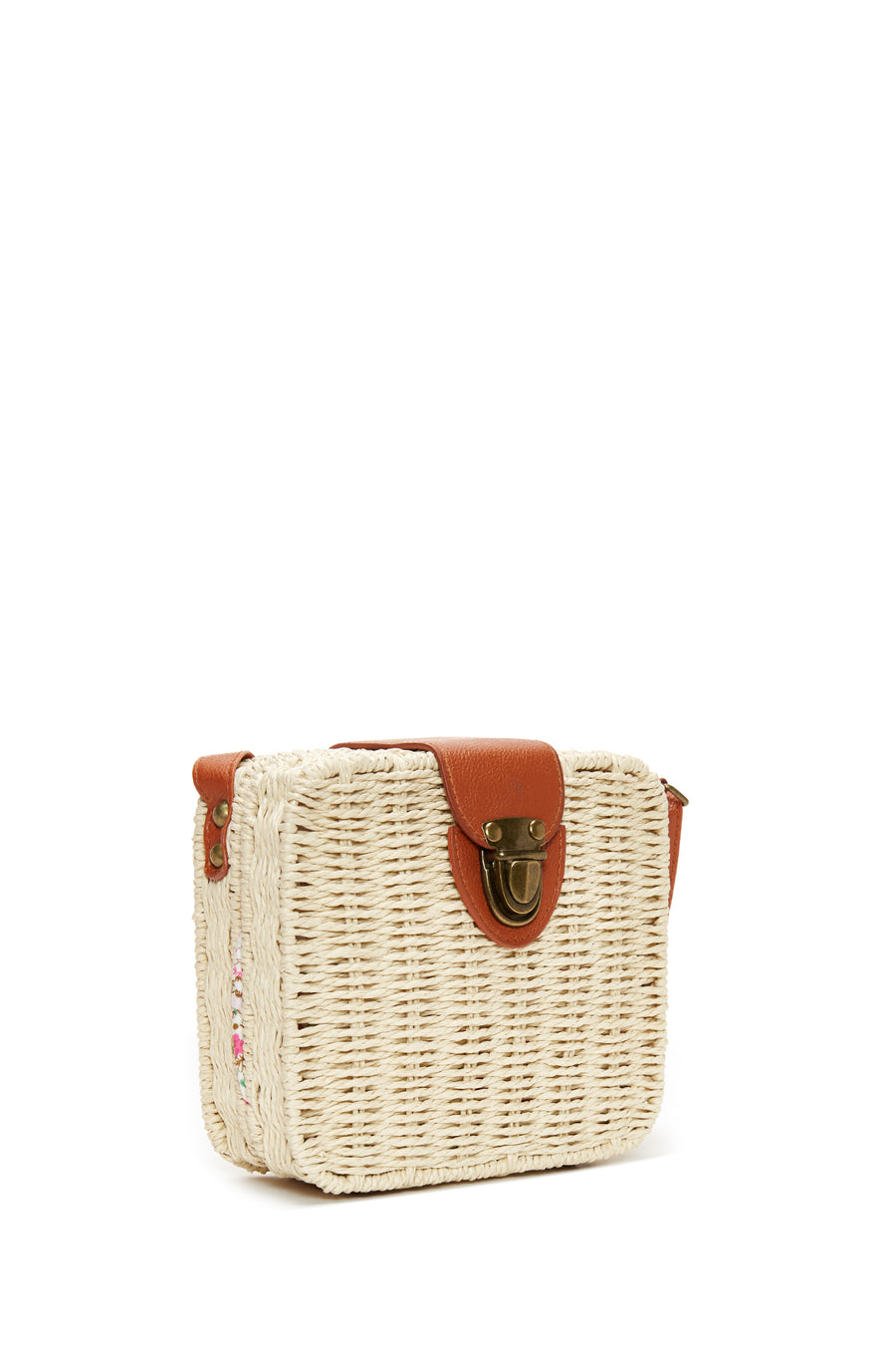 Women's Beige Straw Crossbody Bag