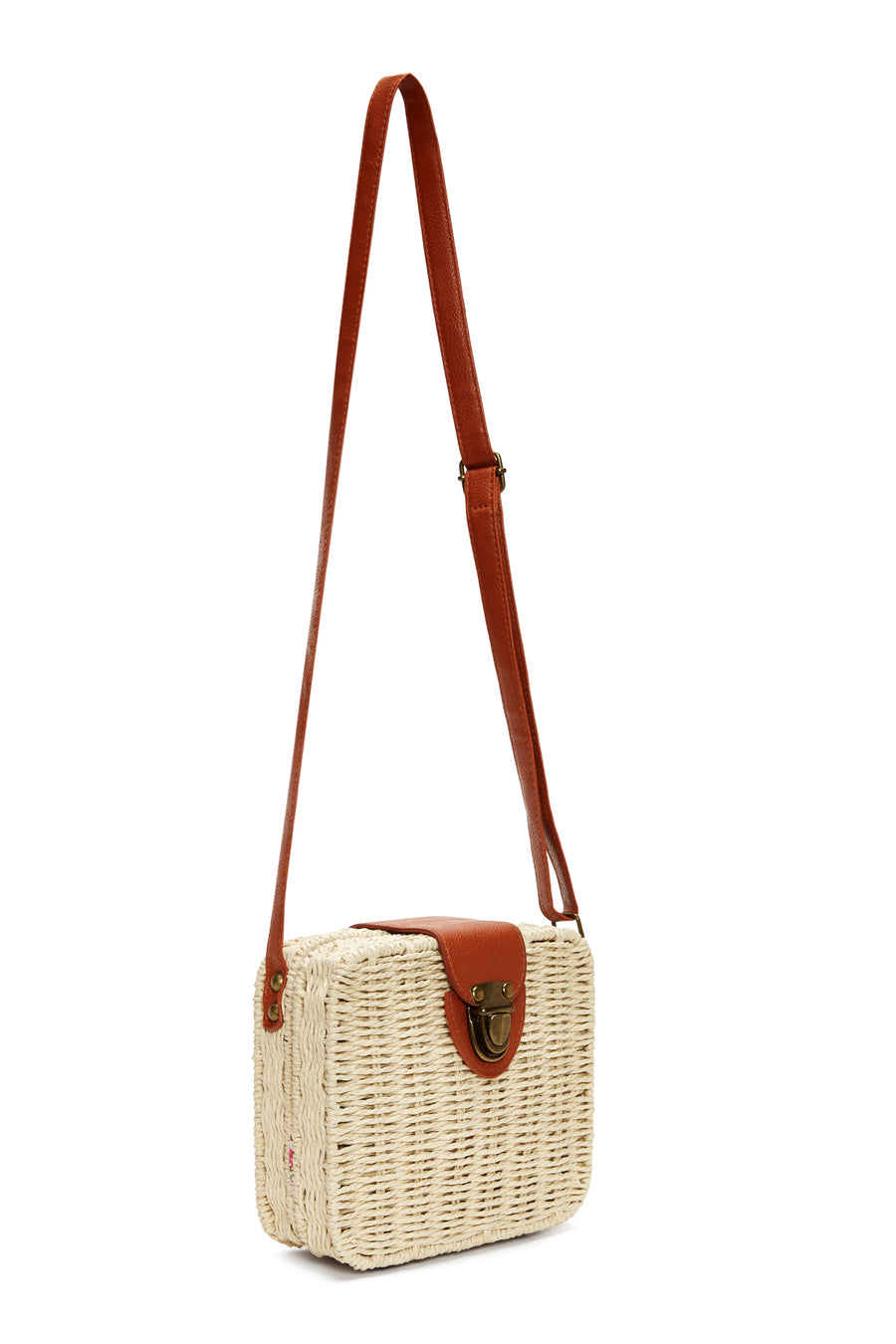 Women's Beige Straw Crossbody Bag