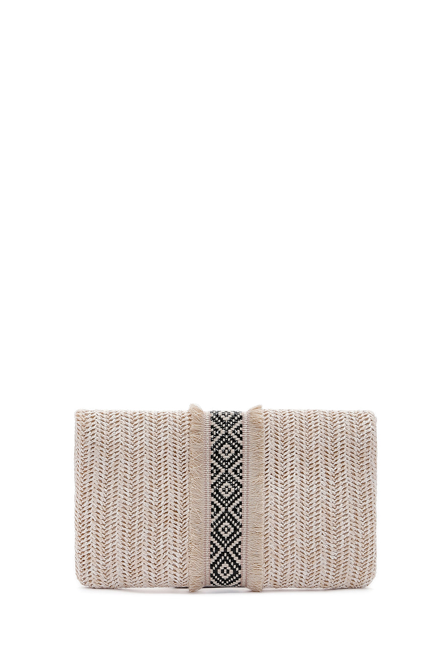 Women's Ecru Straw Portfolio Bag