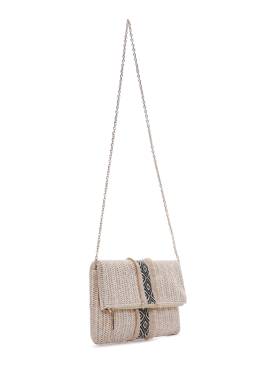 Women's Ecru Straw Portfolio Bag