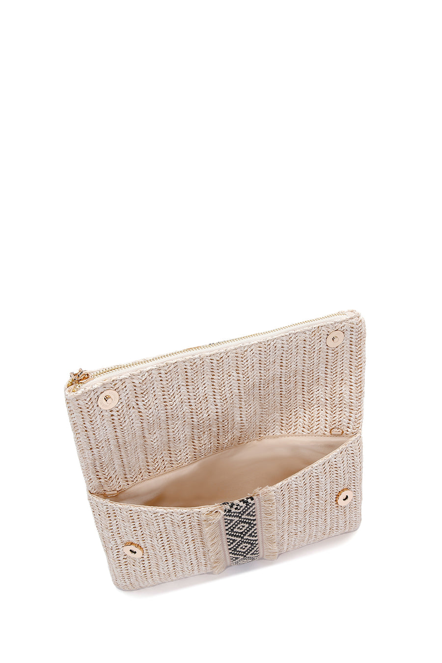 Women's Ecru Straw Portfolio Bag