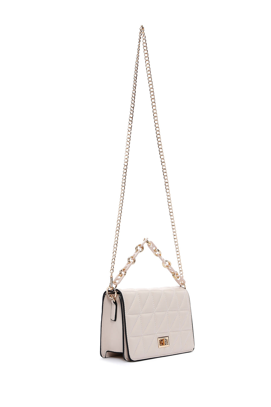 Women's Beige Quilted Handbag