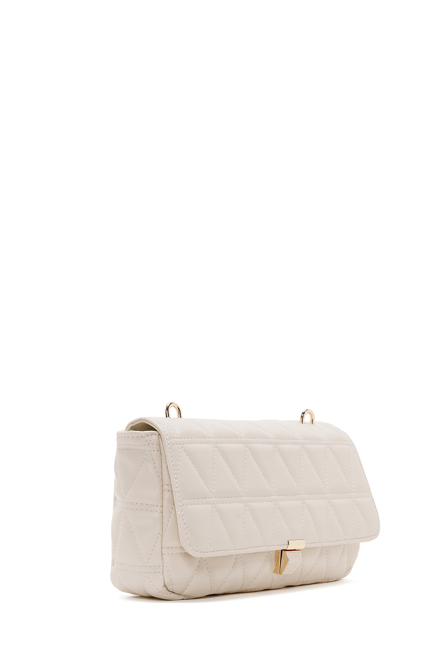 Women's Beige Quilted Crossbody Bag