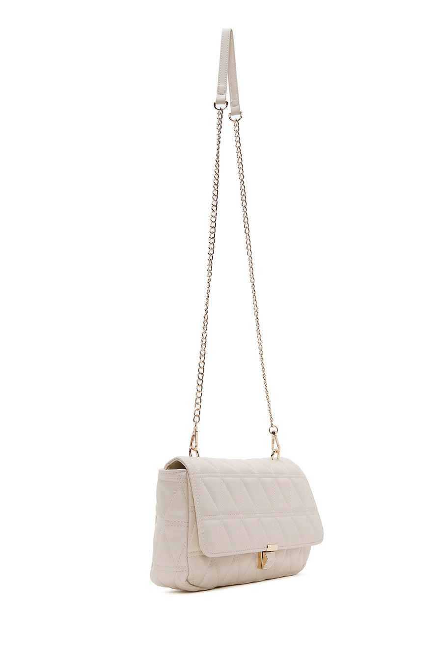Women's Beige Quilted Crossbody Bag