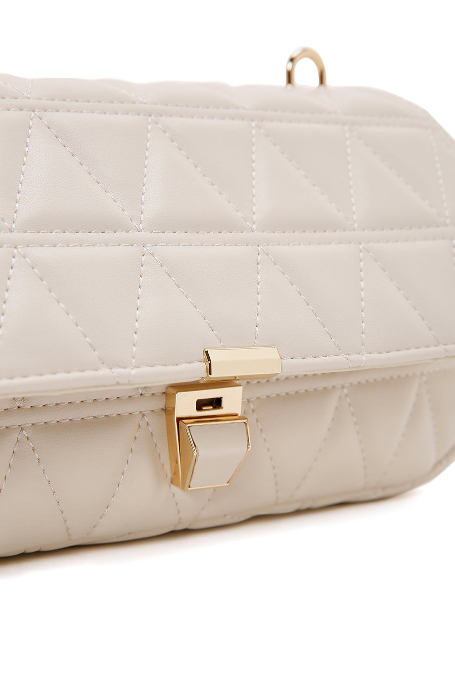 Women's Beige Quilted Crossbody Bag