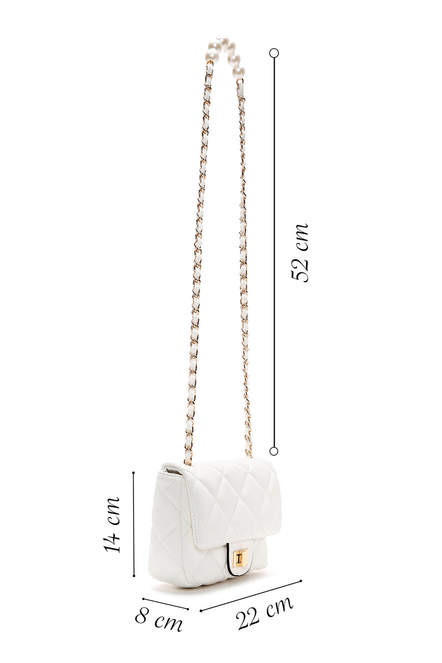 Women's White Crossbody Bag with Strap Detail