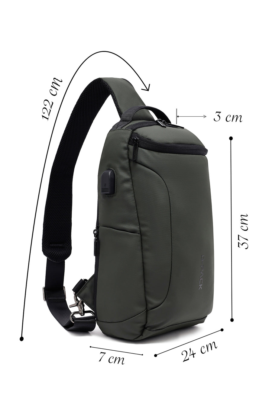 D-Pack Erkek Haki Teknolojik Kumaş Çapraz Çanta