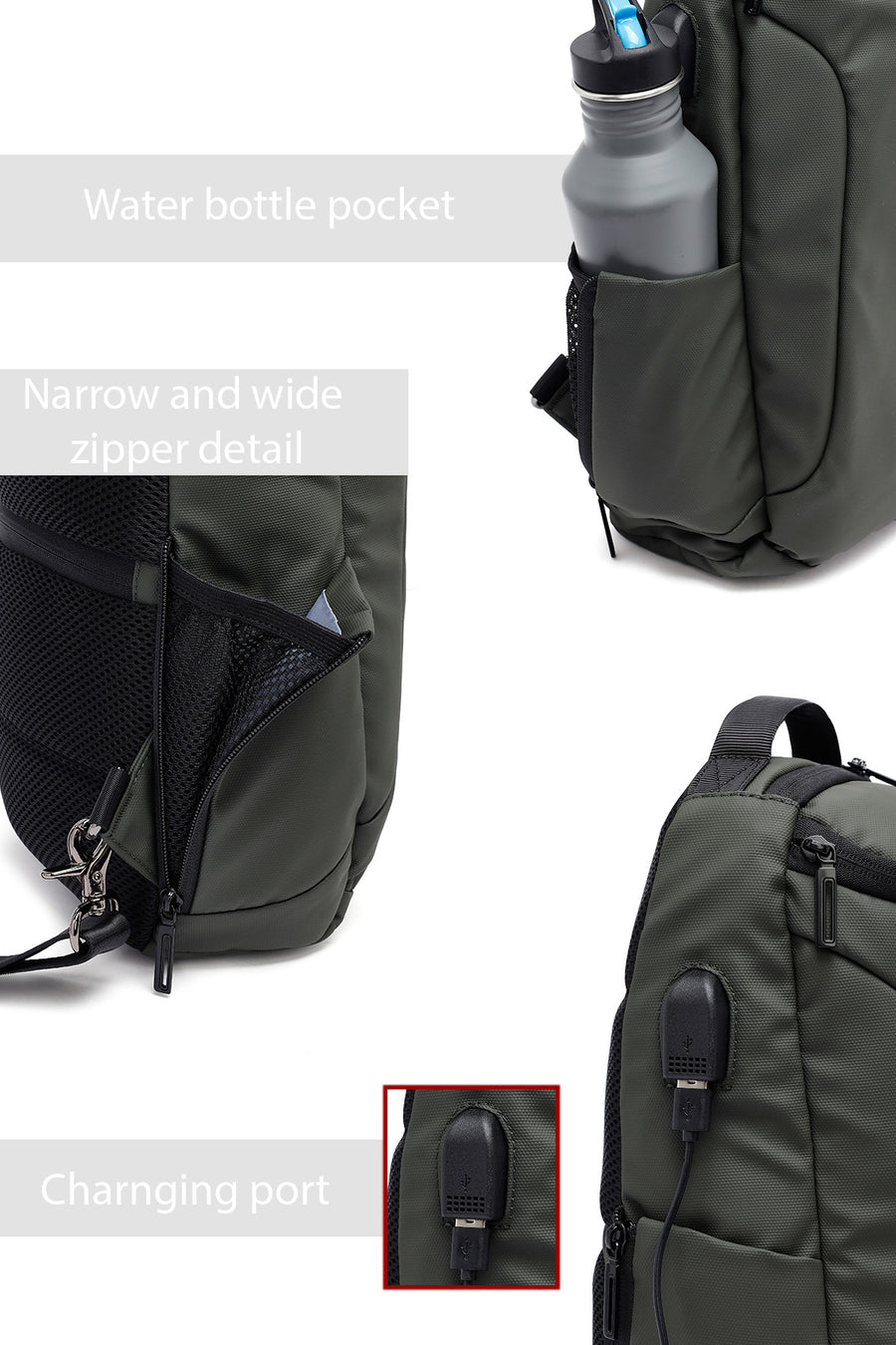 D-Pack Erkek Haki Teknolojik Kumaş Çapraz Çanta