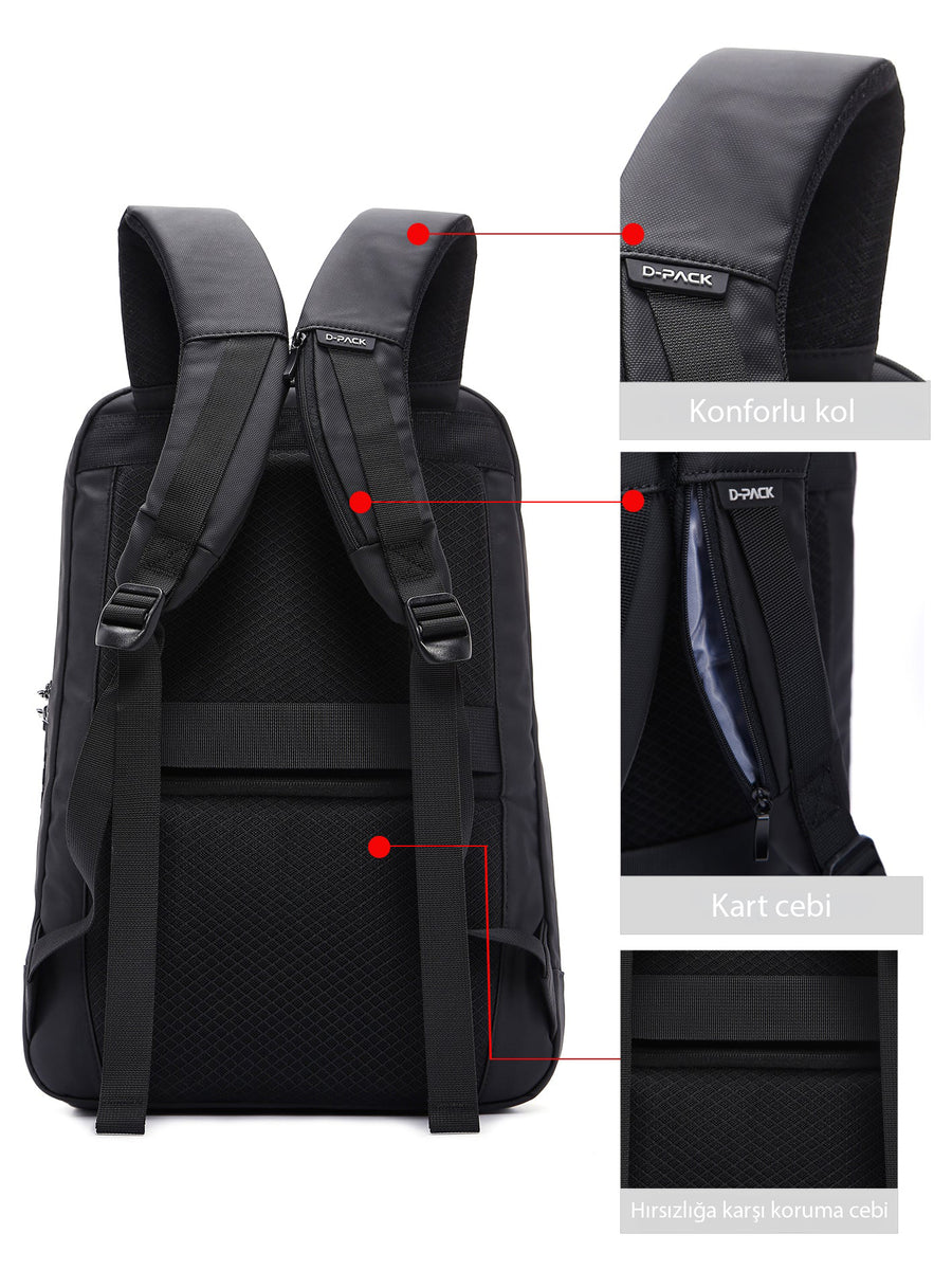 D-Pack Unisex Siyah Teknolojik Hardcase Sırt Çantası