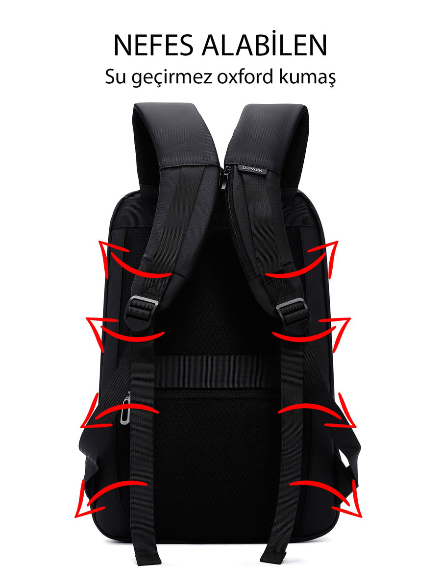 D-Pack Unisex Siyah Teknolojik Kumaş Hardcase Sırt Çantası