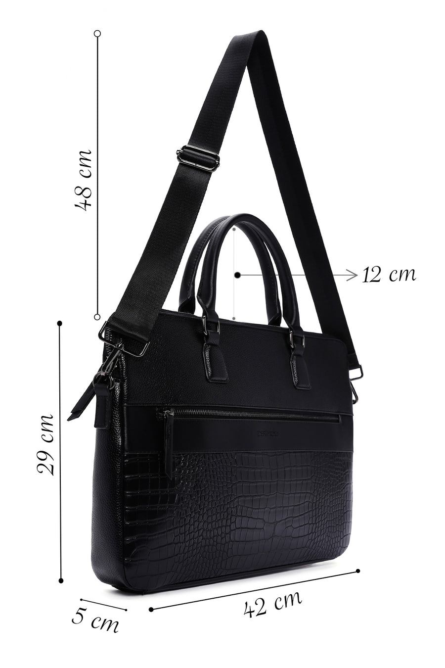 Men's Black Long Strap Briefcase