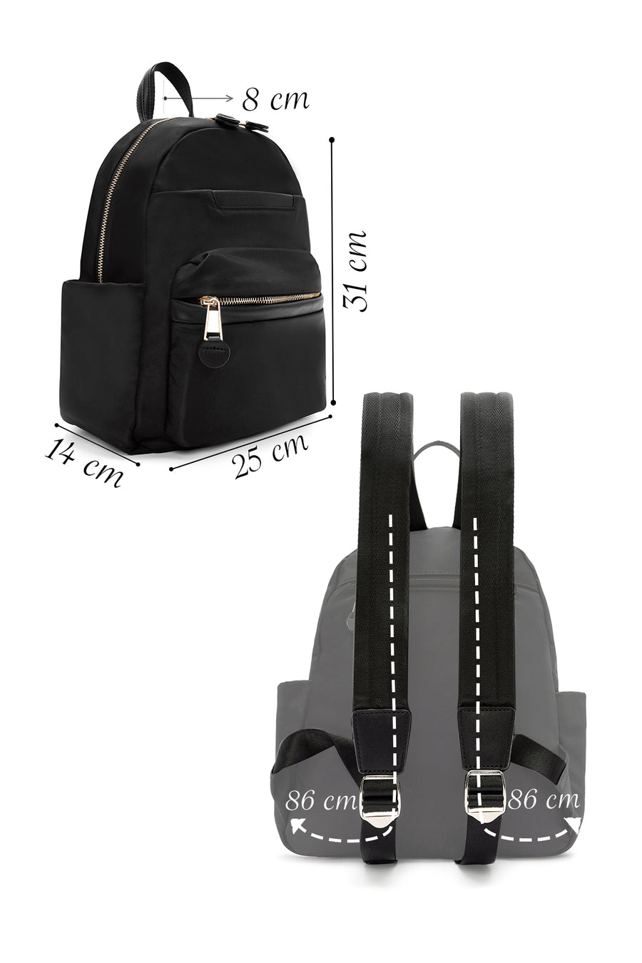 Women's Black Front Pocket Backpack