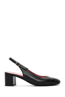 Derimod Gritti Women's Black Thick Heeled Leather Shoes | Derimod