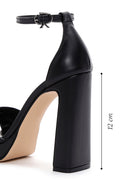 Women's Black Leather Platform Heeled Sandals | Derimod