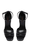 Women's Black Leather Platform Heeled Sandals | Derimod