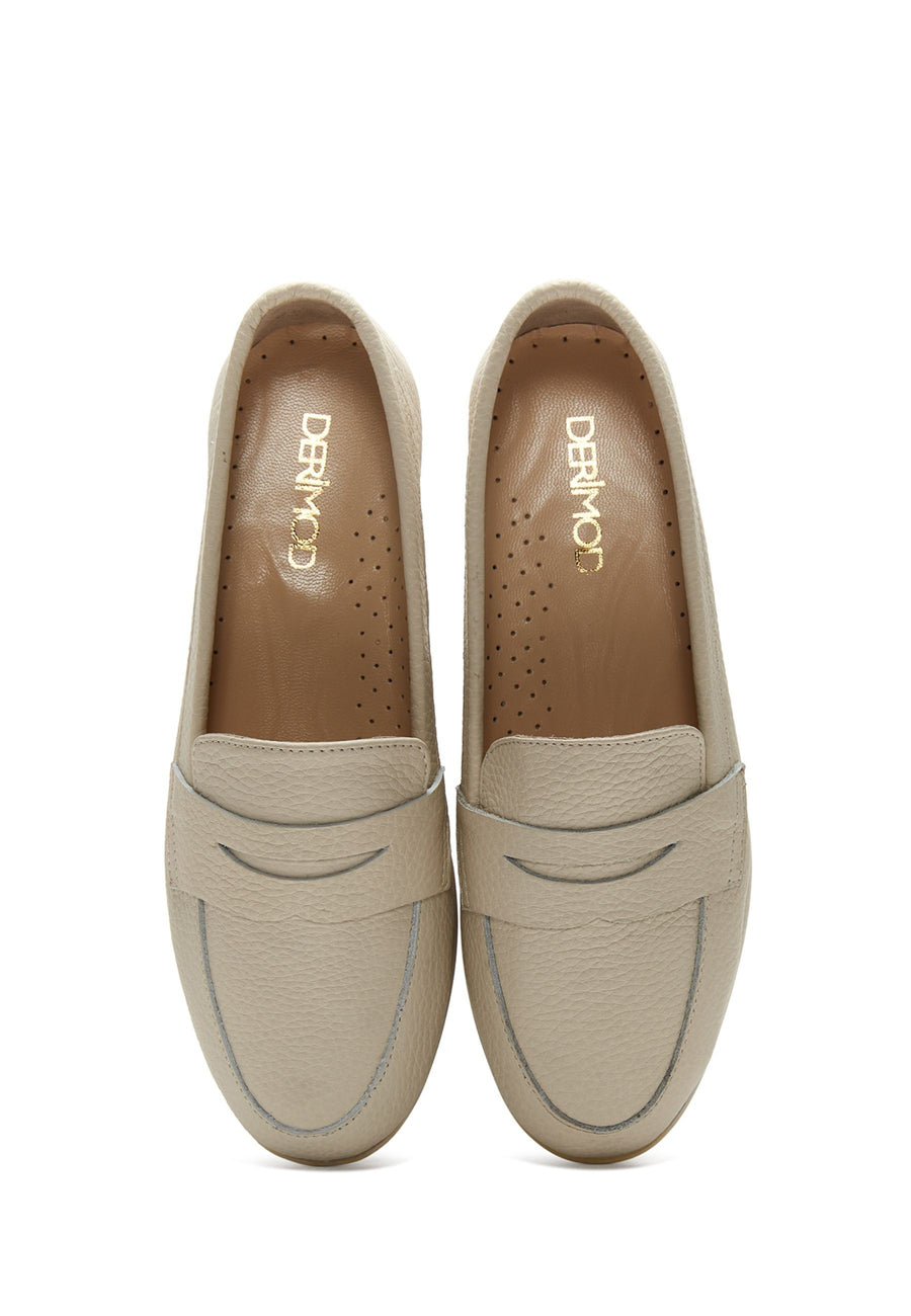 Women's Beige Leather Comfort Loafer