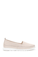 Women's Beige Leather Comfort Loafer | Derimod