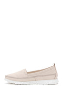 Women's Beige Leather Comfort Loafer | Derimod
