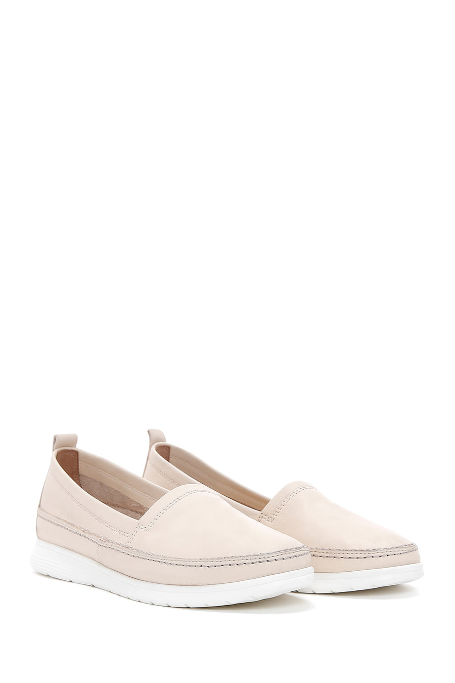 Women's Beige Leather Comfort Loafer