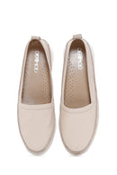 Women's Beige Leather Comfort Loafer | Derimod