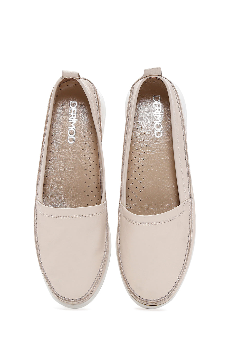 Women's Beige Leather Comfort Loafer