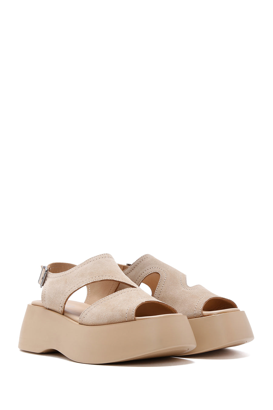 Women's Beige Thick Soled Sandals