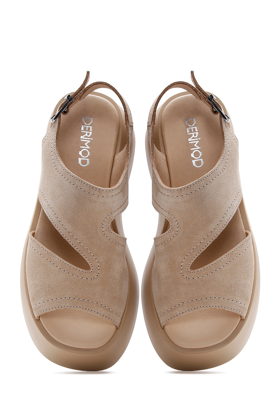 Women's Beige Thick Soled Sandals