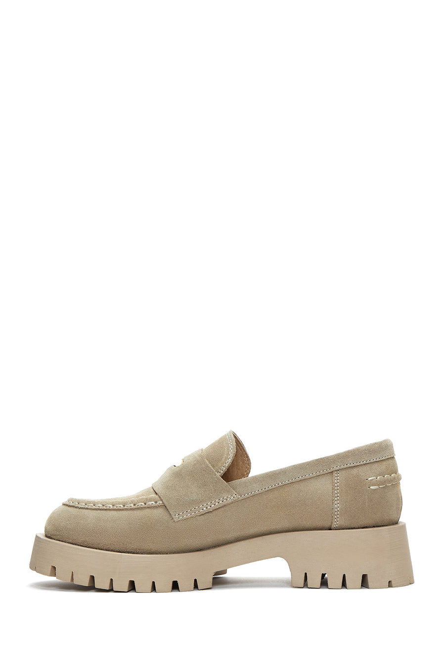 Women's Beige Suede Leather Masculine Loafer